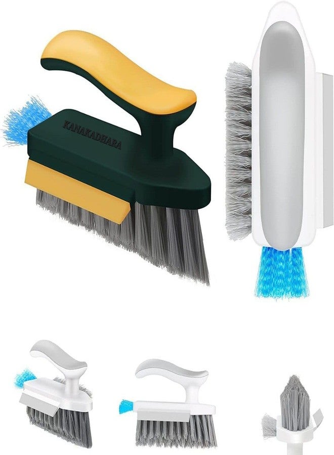 KANAKADHARA 4 in 1 Tile Grout Cleaner Brush with Squeegee, Gap Scrub V-Shape Cleaning Tools, Multifunctional Scrubbing for Floor Corner, Window, Sink, Kitchen, Tap Etc. (Pack of 1, Multi-Color) - Image 3